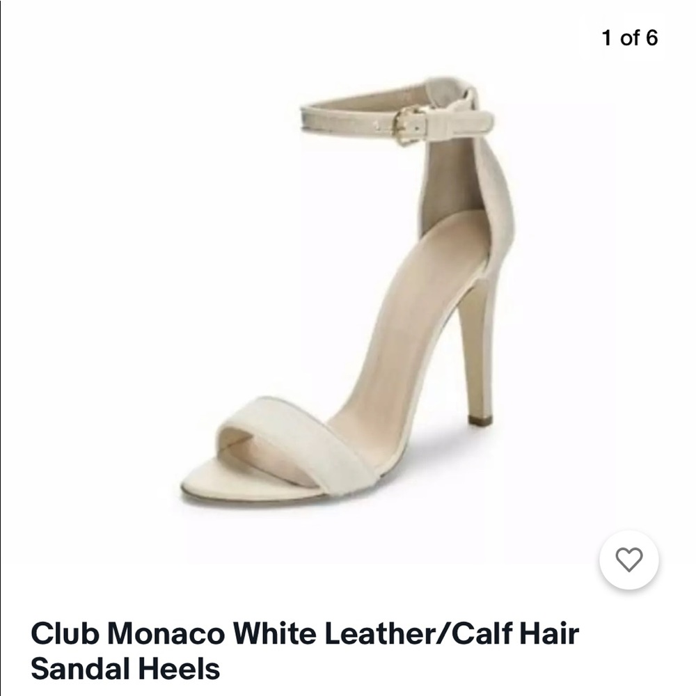 Leather and white calf hair heel sandals